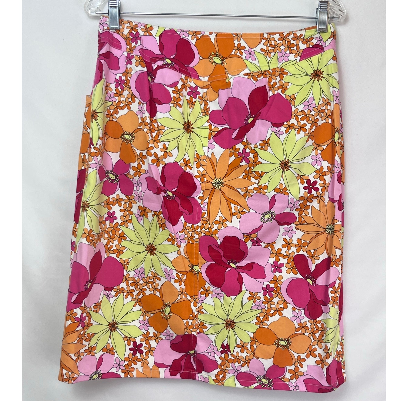 Talbots Women's Floral Print Knee Length Boho Hippi Chic Straight Skirt - Size 8